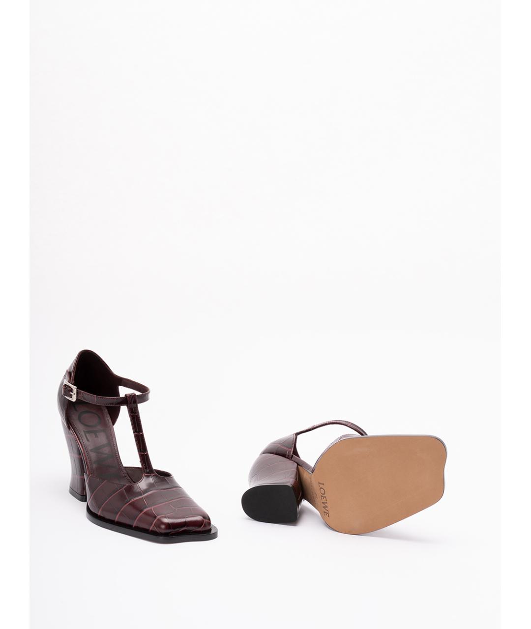LOEWE Бордовые кожаные туфли, фото 4