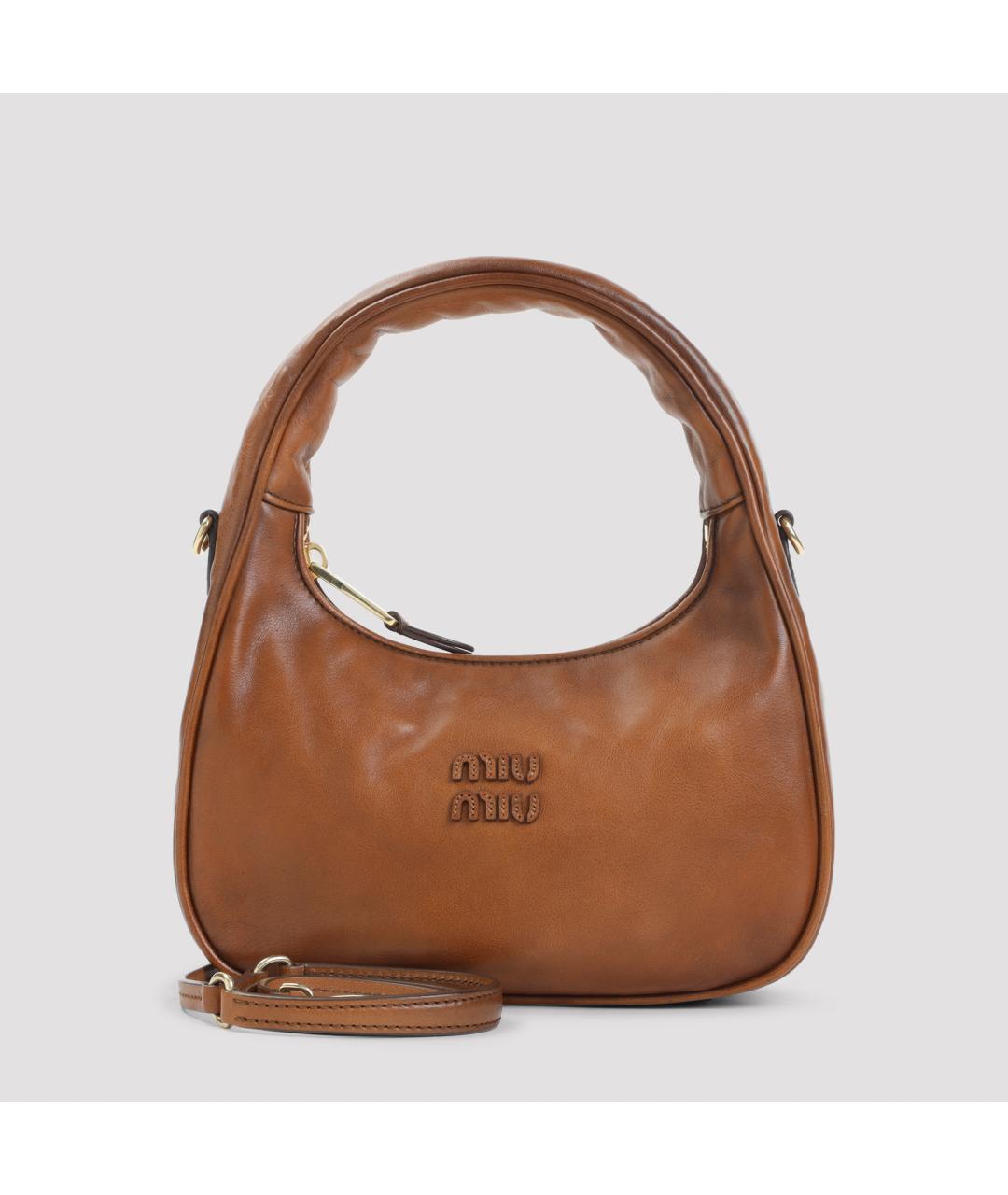 MIU MIU Коричневая кожаная сумка через плечо, фото 4