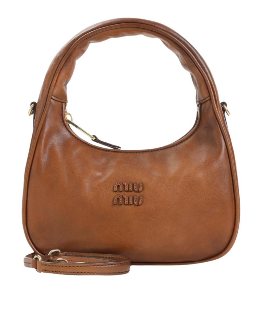 MIU MIU Коричневая кожаная сумка через плечо, фото 3