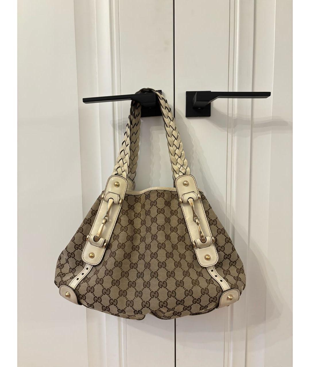 GUCCI Белая кожаная сумка тоут, фото 5