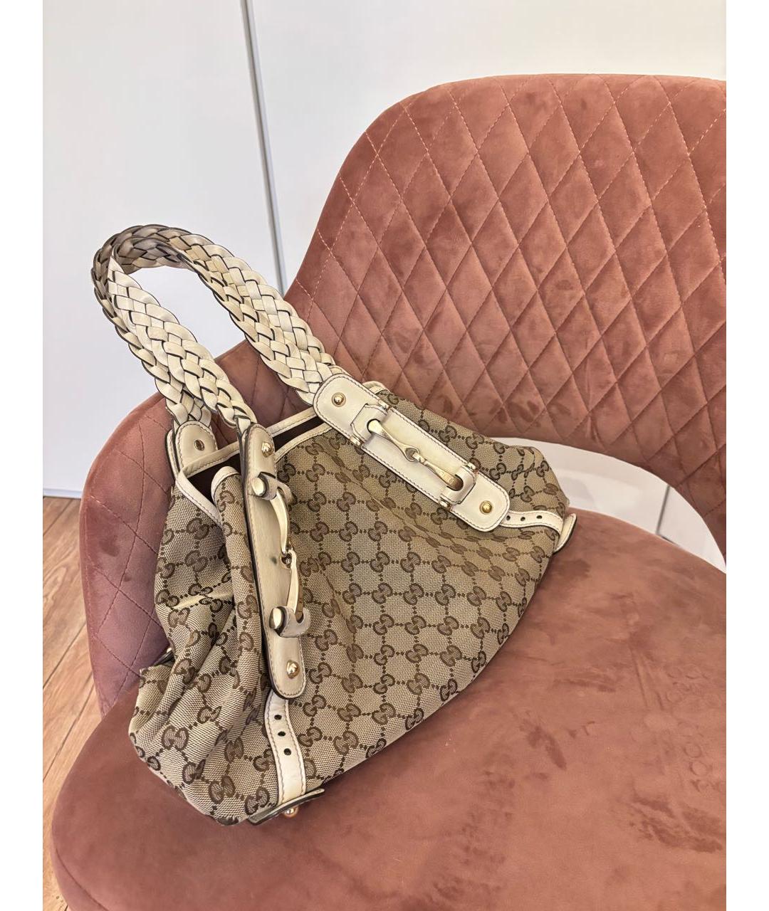 GUCCI Белая кожаная сумка тоут, фото 3