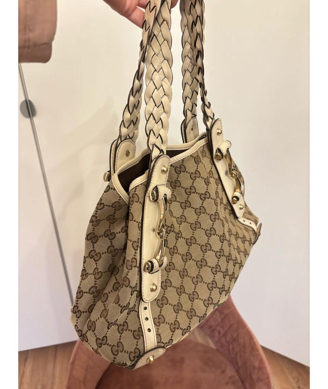 GUCCI Белая кожаная сумка тоут, фото 2