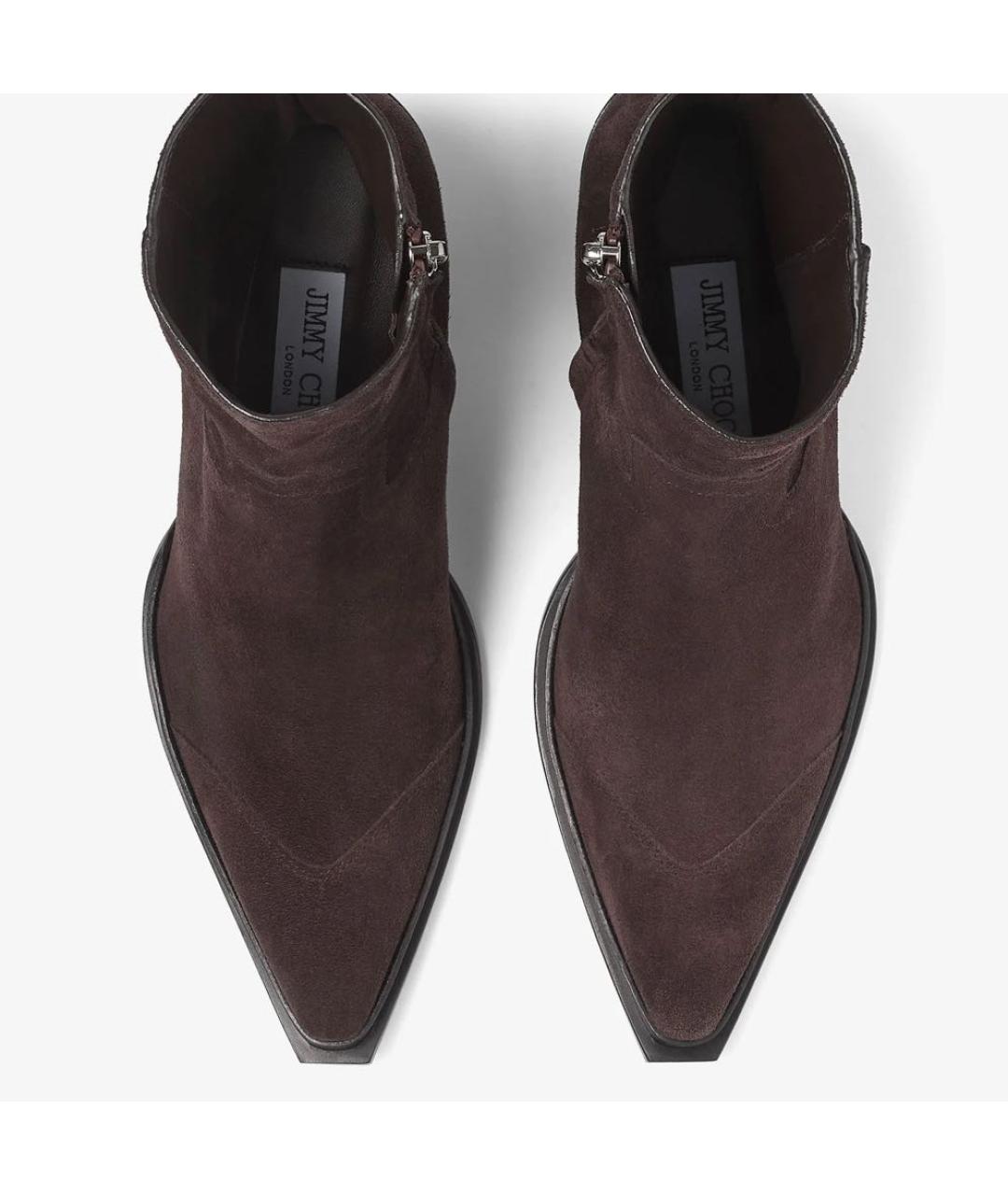 JIMMY CHOO Коричневые кожаные ботильоны, фото 4