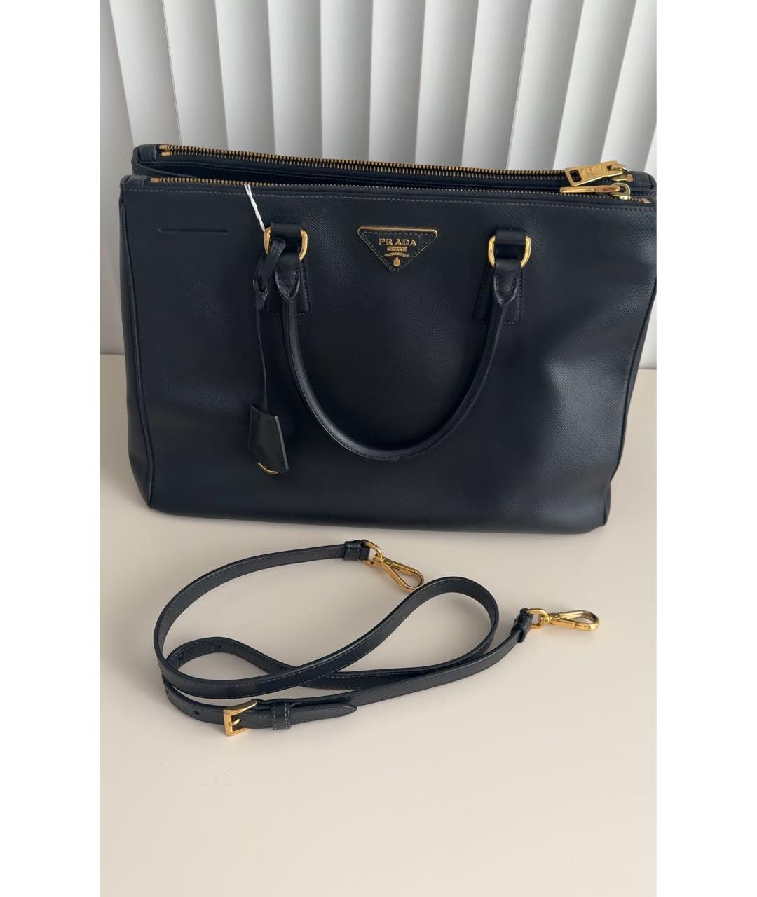 PRADA Черная кожаная сумка тоут, фото 7