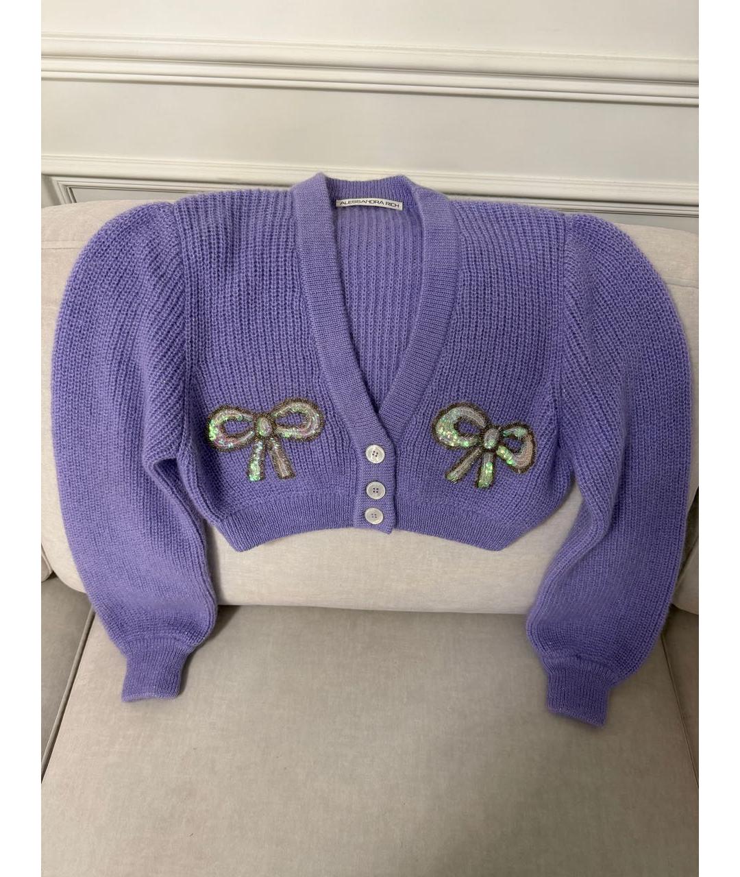 ALESSANDRA RICH Фиолетовый шерстяной кардиган, фото 4