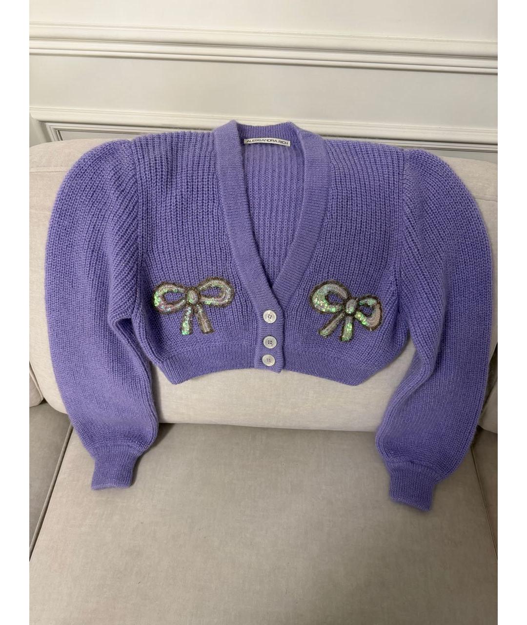 ALESSANDRA RICH Фиолетовый шерстяной кардиган, фото 2