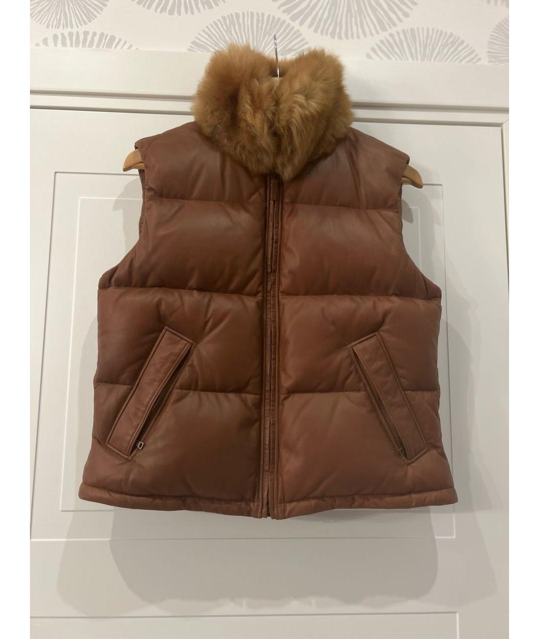 RALPH LAUREN Коричневый кожаный жилет, фото 5