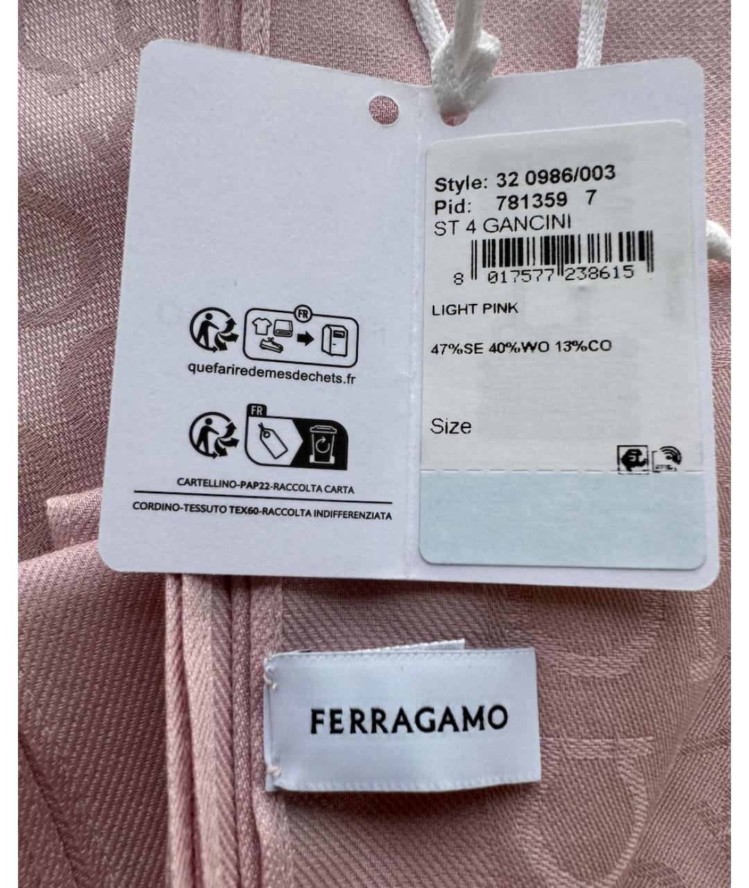 FERRAGAMO Розовый шерстяной шарф, фото 3