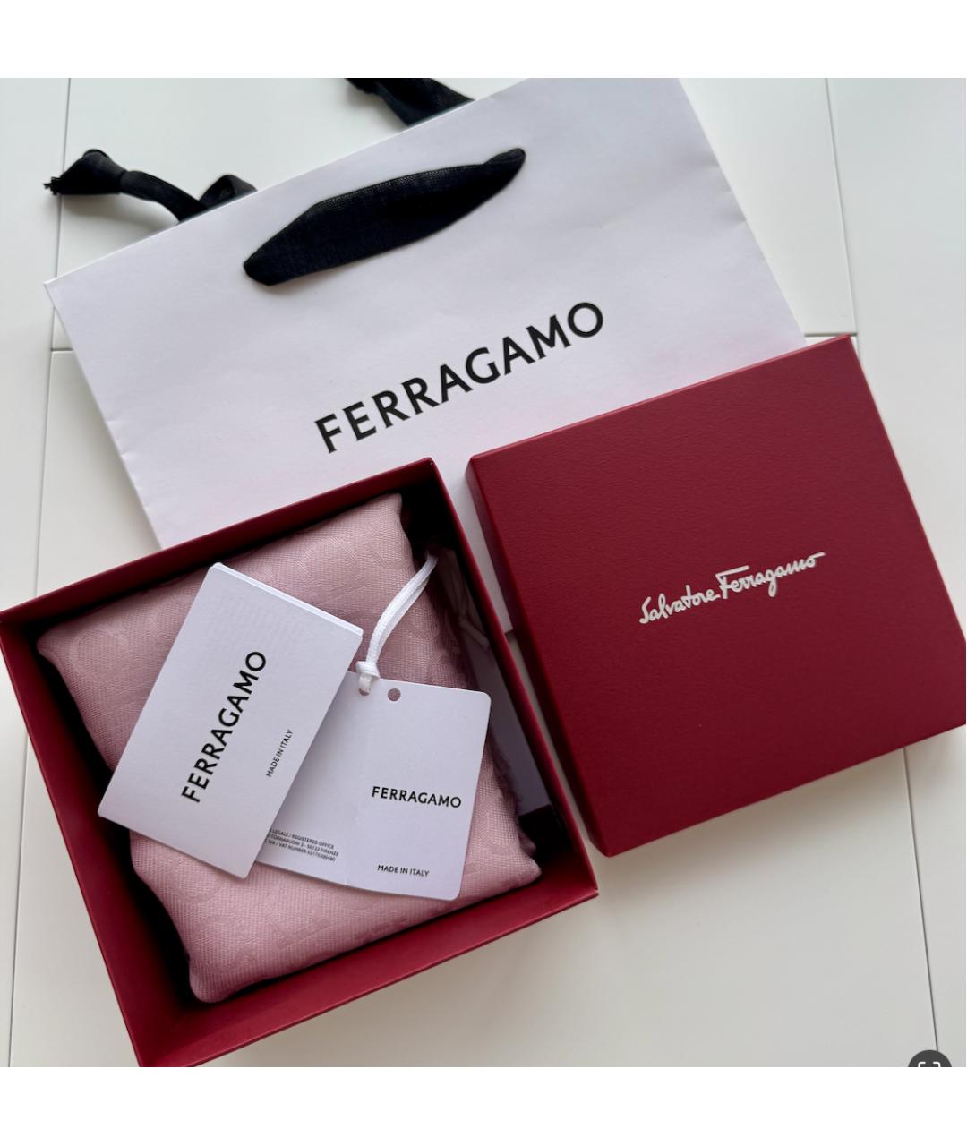 FERRAGAMO Розовый шерстяной шарф, фото 5