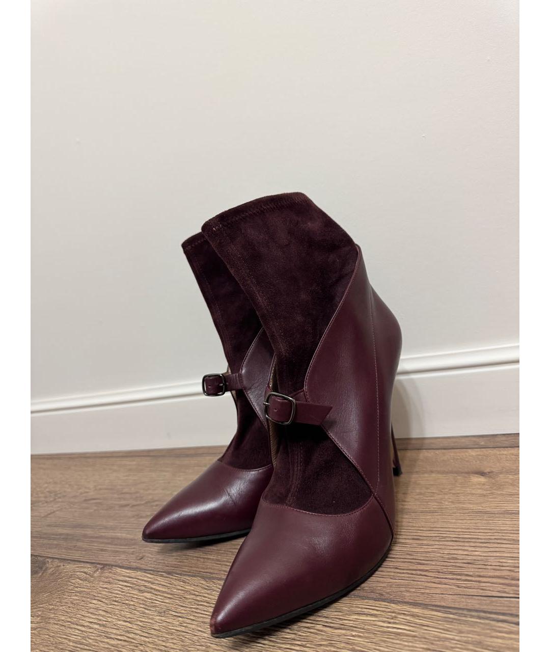 CASADEI Бордовые кожаные ботильоны, фото 3