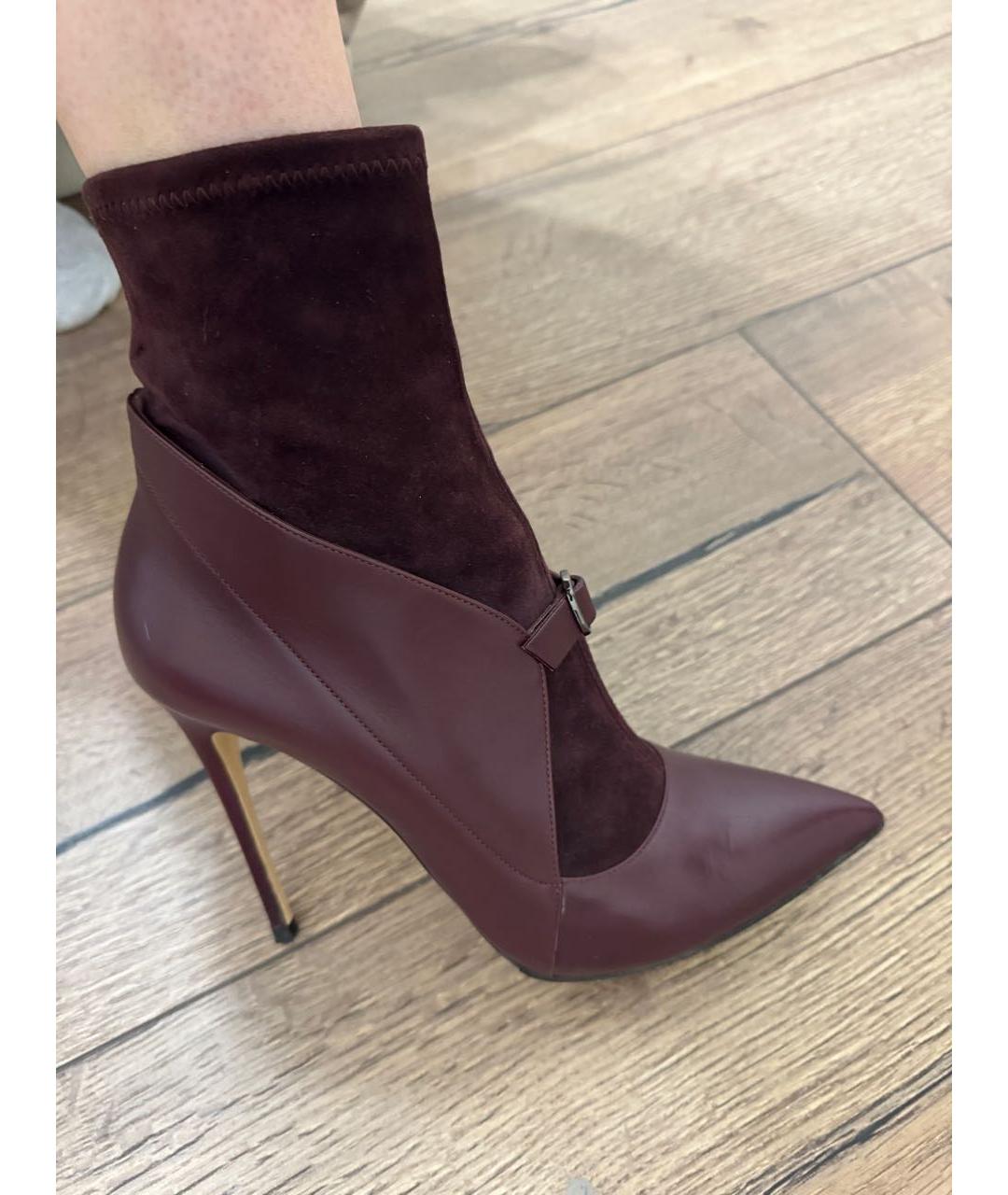 CASADEI Бордовые кожаные ботильоны, фото 6