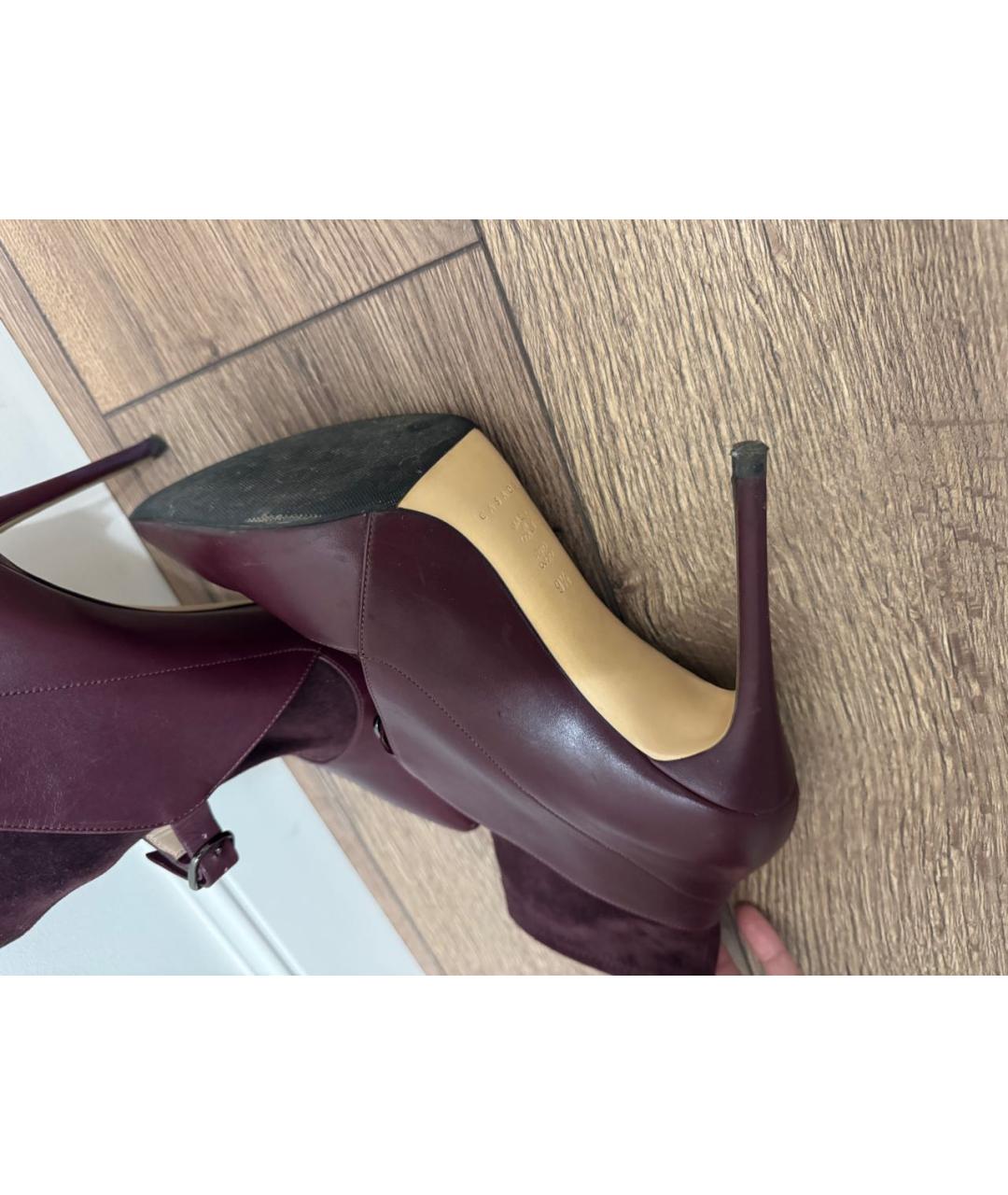CASADEI Бордовые кожаные ботильоны, фото 4