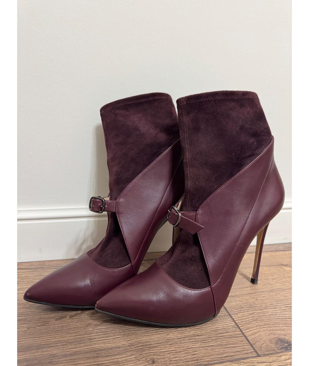 CASADEI Бордовые кожаные ботильоны, фото 2