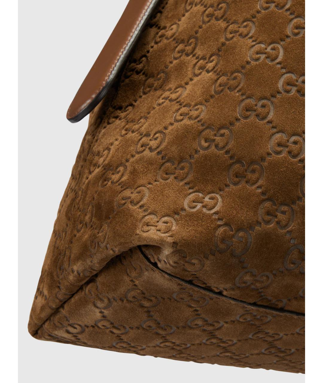 GUCCI Коричневая кожаная сумка тоут, фото 8