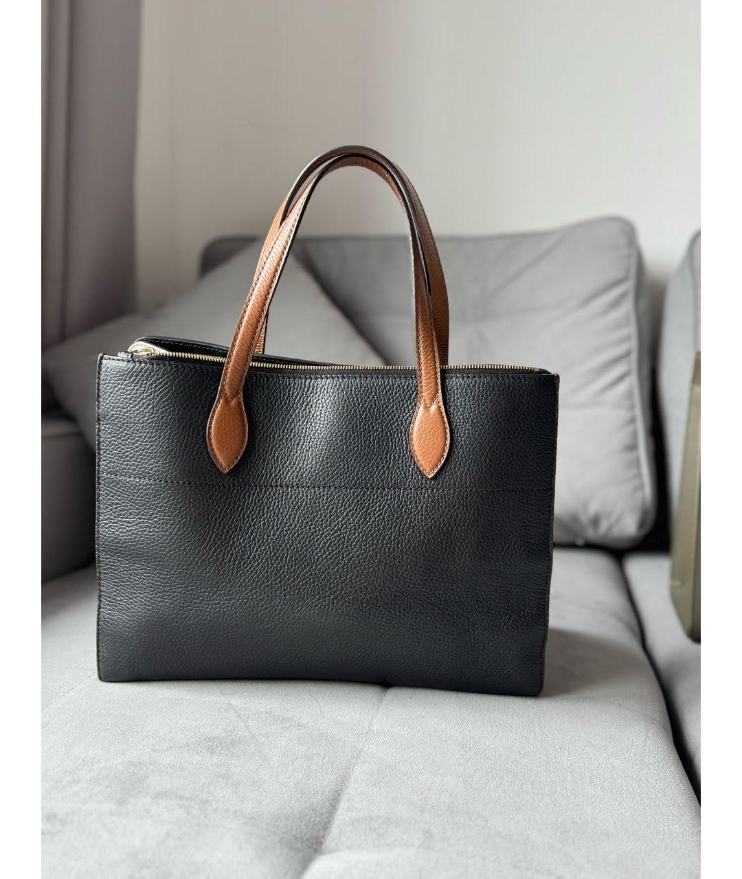 FURLA Черная кожаная сумка тоут, фото 2