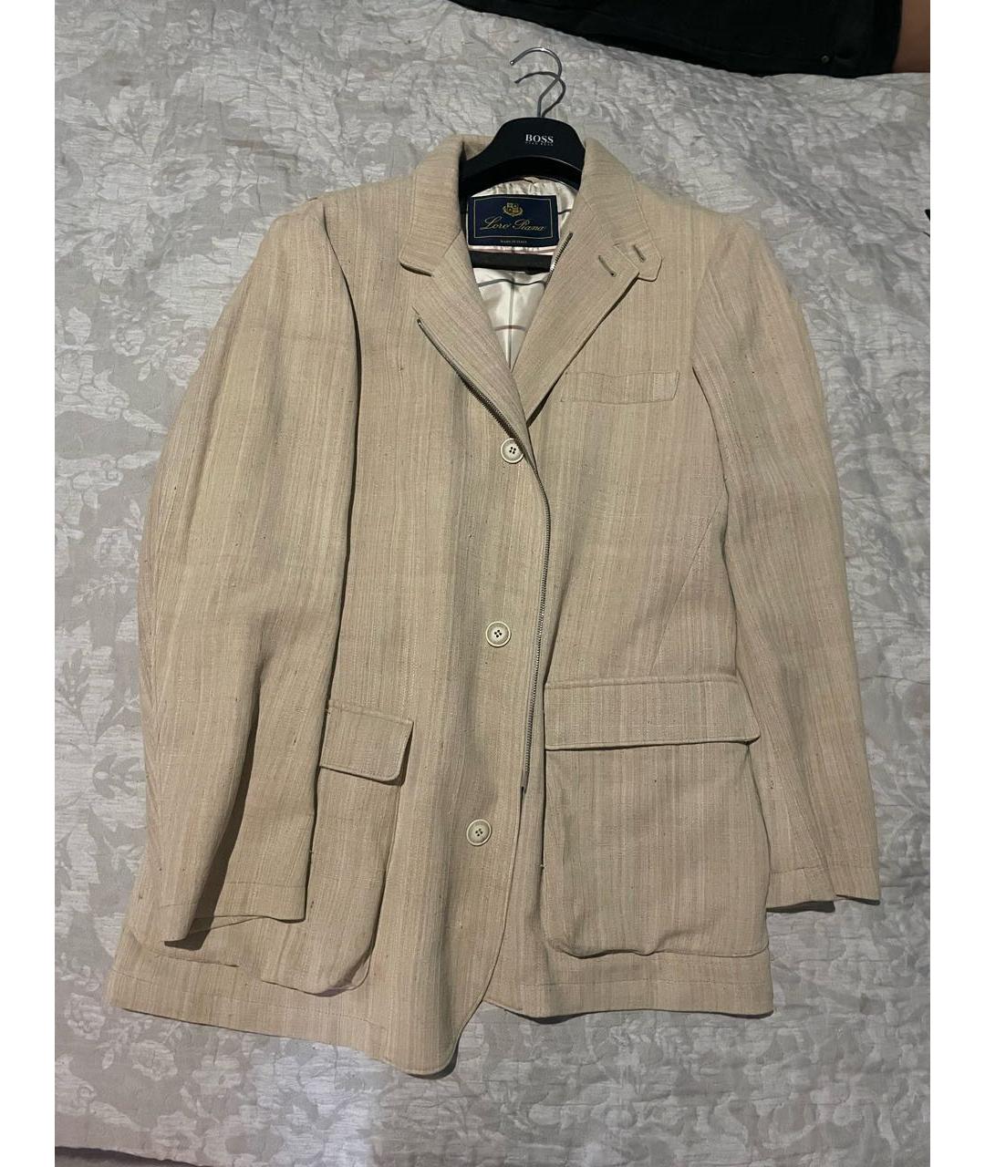 LORO PIANA Бежевый льняной пиджак, фото 9