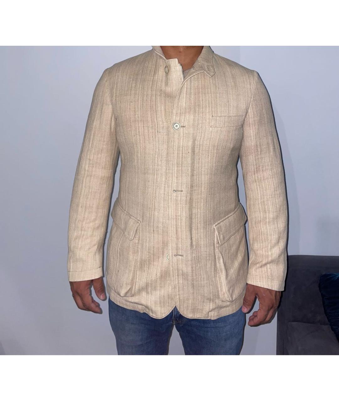 LORO PIANA Бежевый льняной пиджак, фото 8