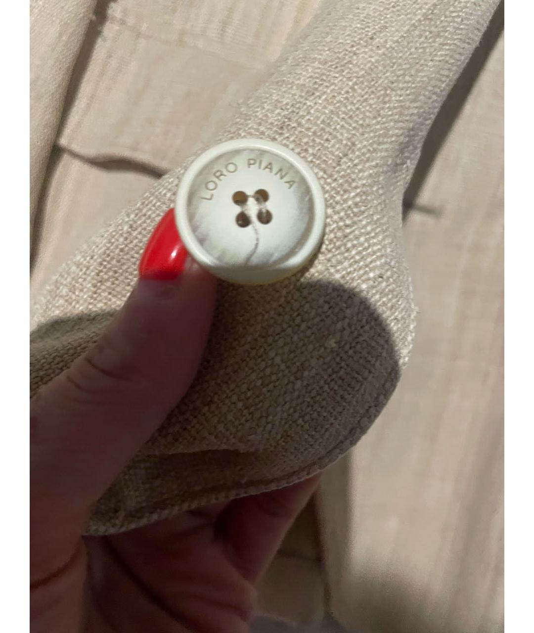 LORO PIANA Бежевый льняной пиджак, фото 6
