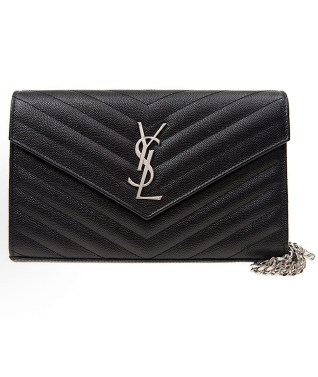 SAINT LAURENT Черная кожаная сумка через плечо, фото 1