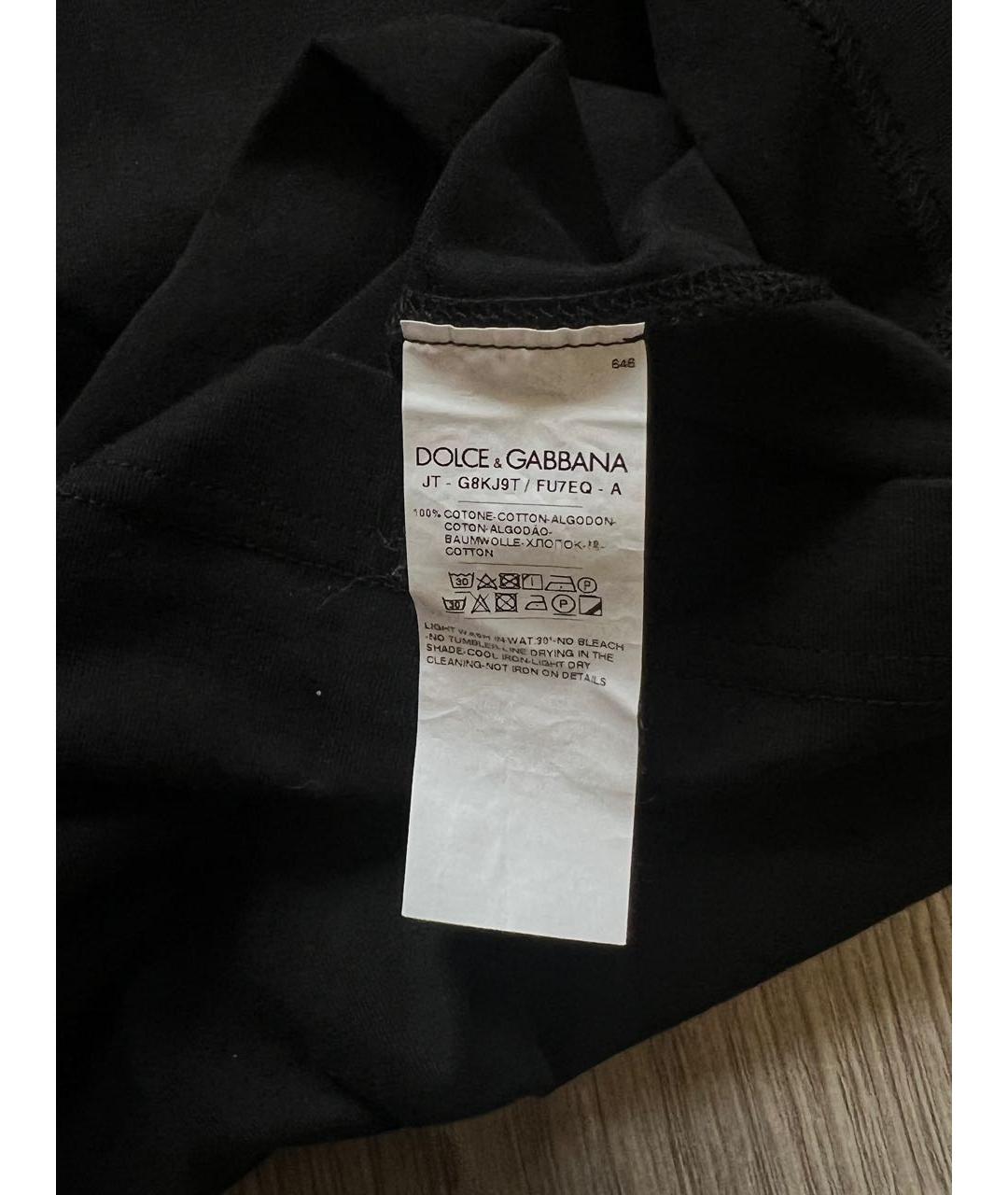 DOLCE&GABBANA Черная хлопковая футболка, фото 4