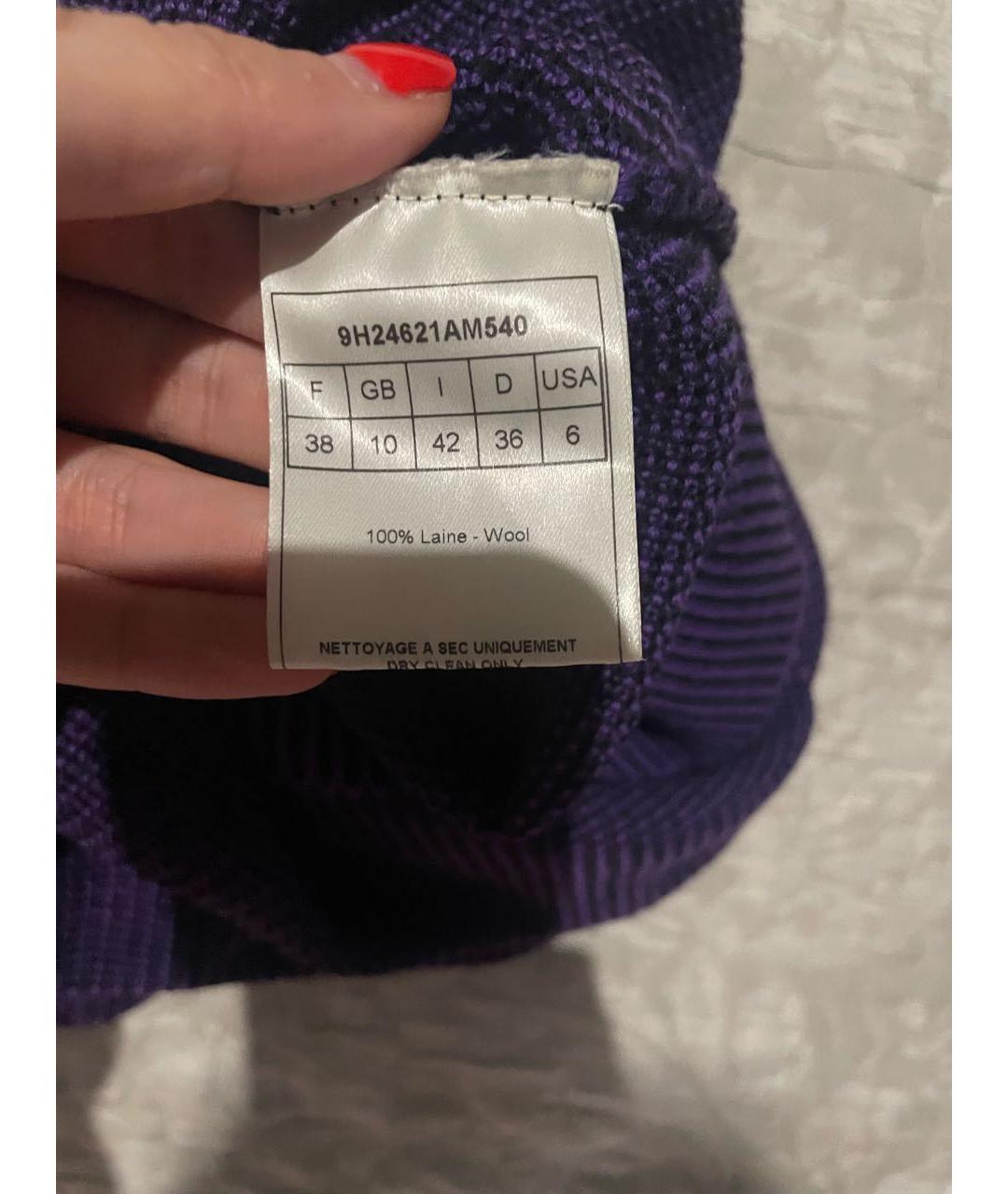 CHRISTIAN DIOR Фиолетовое шерстяное повседневное платье, фото 4
