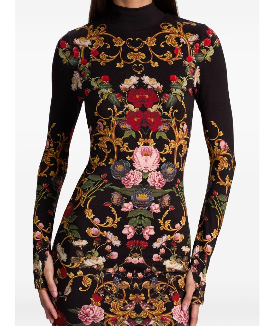 ALICE+OLIVIA Черное вискозное платье, фото 2