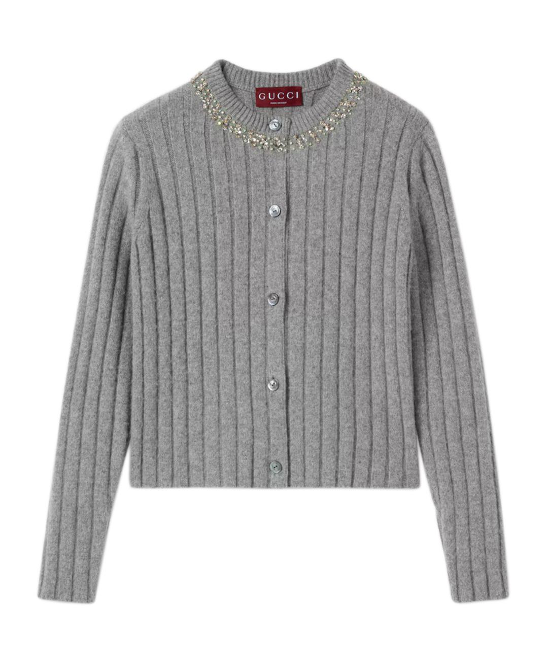 GUCCI Серый шерстяной кардиган, фото 1