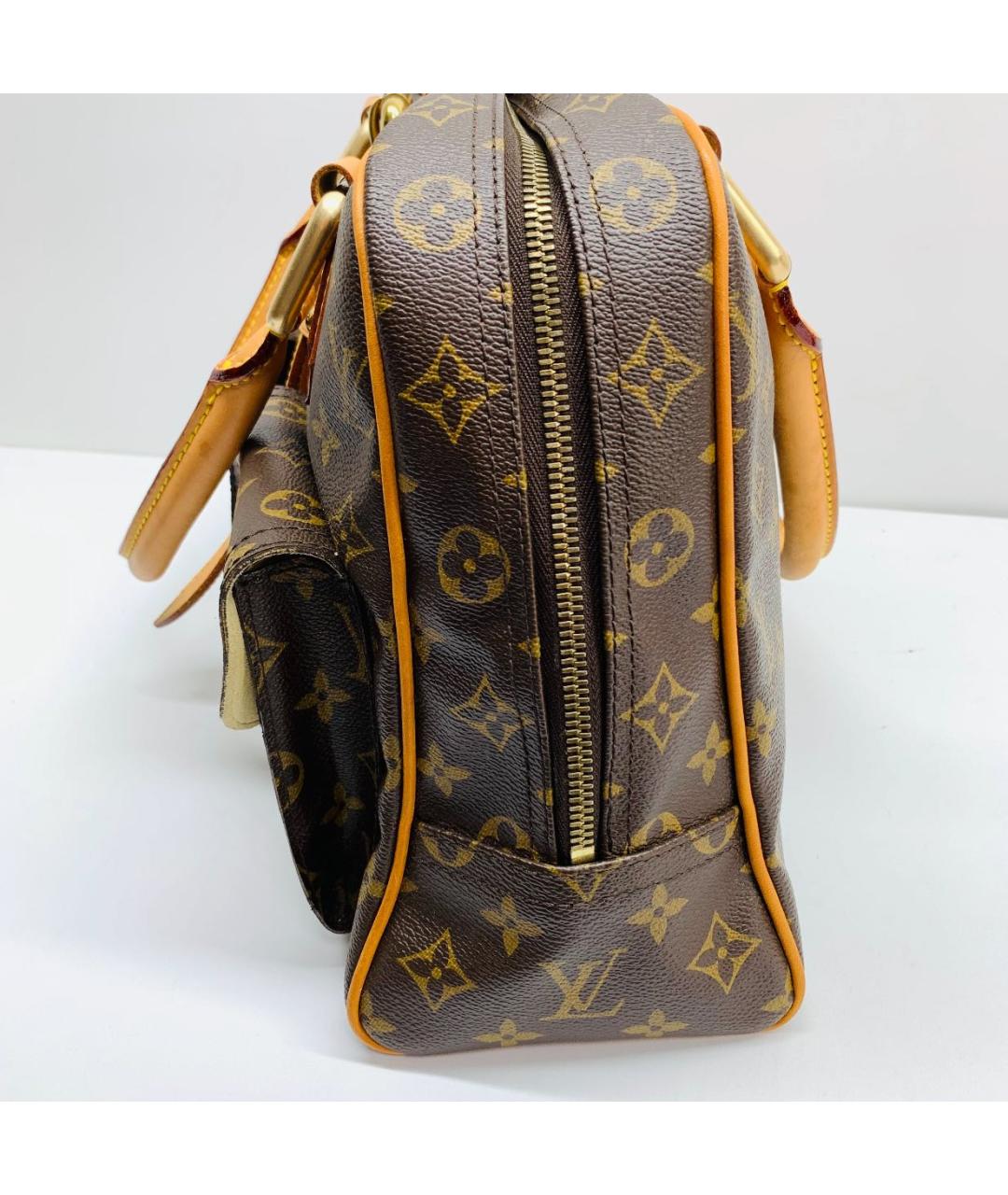 LOUIS VUITTON Коричневая кожаная сумка с короткими ручками, фото 4