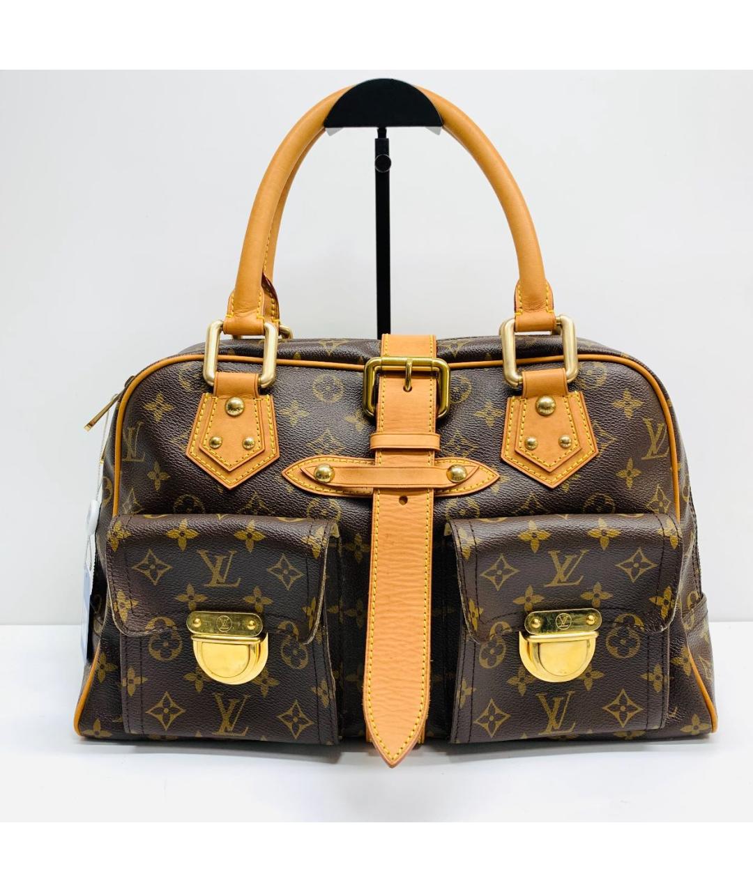 LOUIS VUITTON Коричневая кожаная сумка с короткими ручками, фото 8