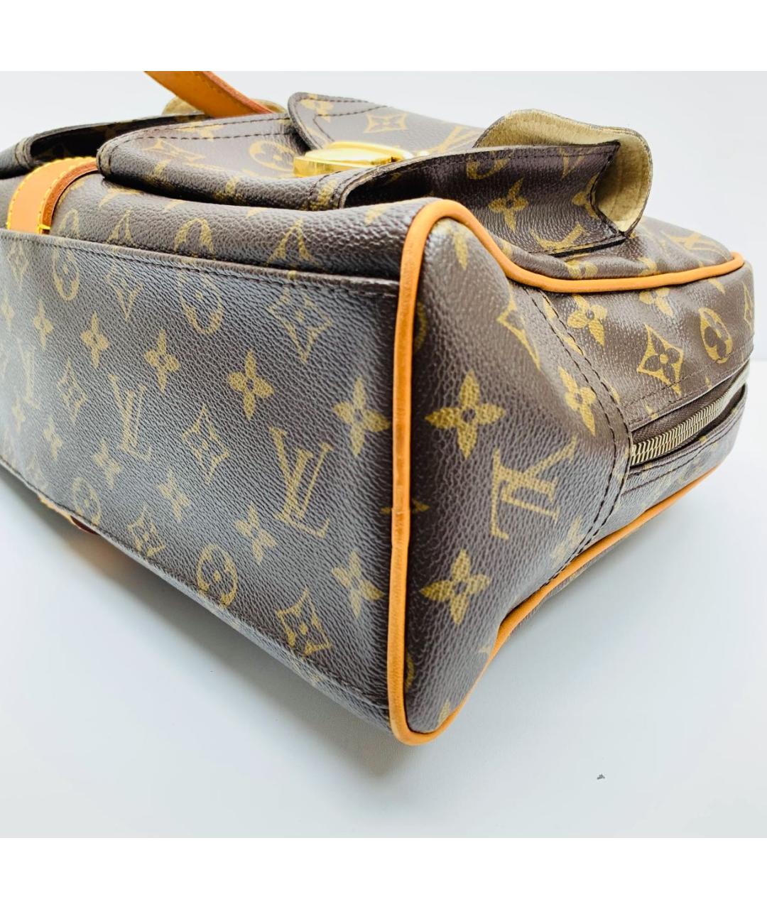 LOUIS VUITTON Коричневая кожаная сумка с короткими ручками, фото 6