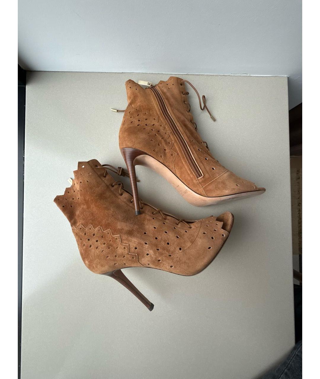 JIMMY CHOO Коричневые замшевые босоножки, фото 5