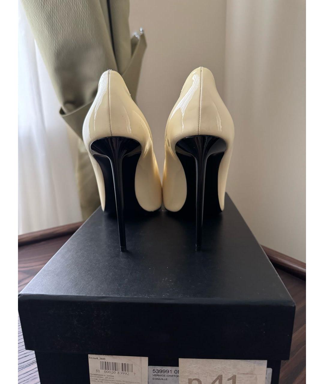 SAINT LAURENT Белые кожаные туфли, фото 4
