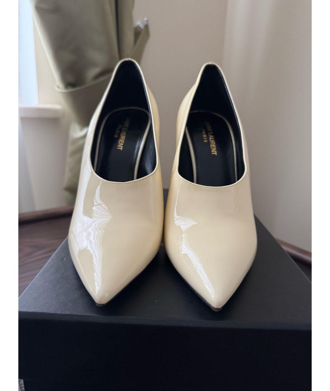 SAINT LAURENT Белые кожаные туфли, фото 2