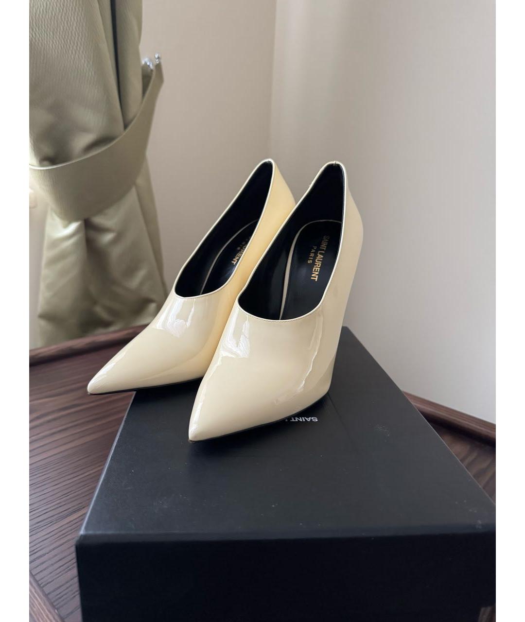 SAINT LAURENT Белые кожаные туфли, фото 6