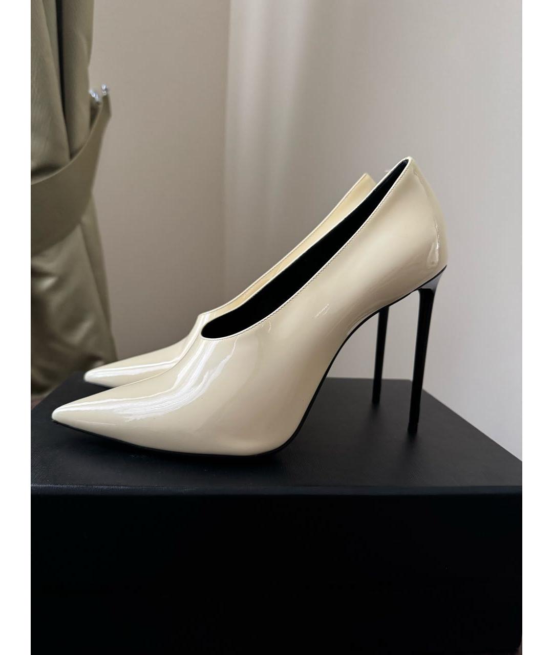 SAINT LAURENT Белые кожаные туфли, фото 9