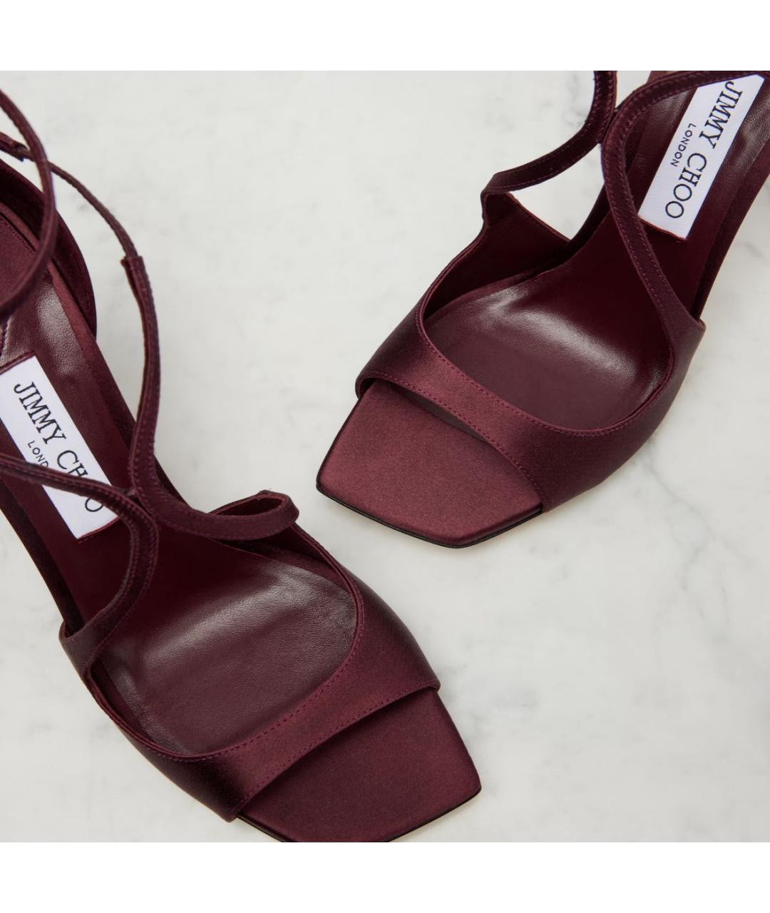 JIMMY CHOO Бордовые кожаные босоножки, фото 4