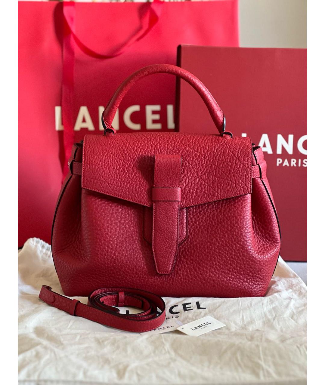LANCEL Красная кожаная сумка через плечо, фото 2