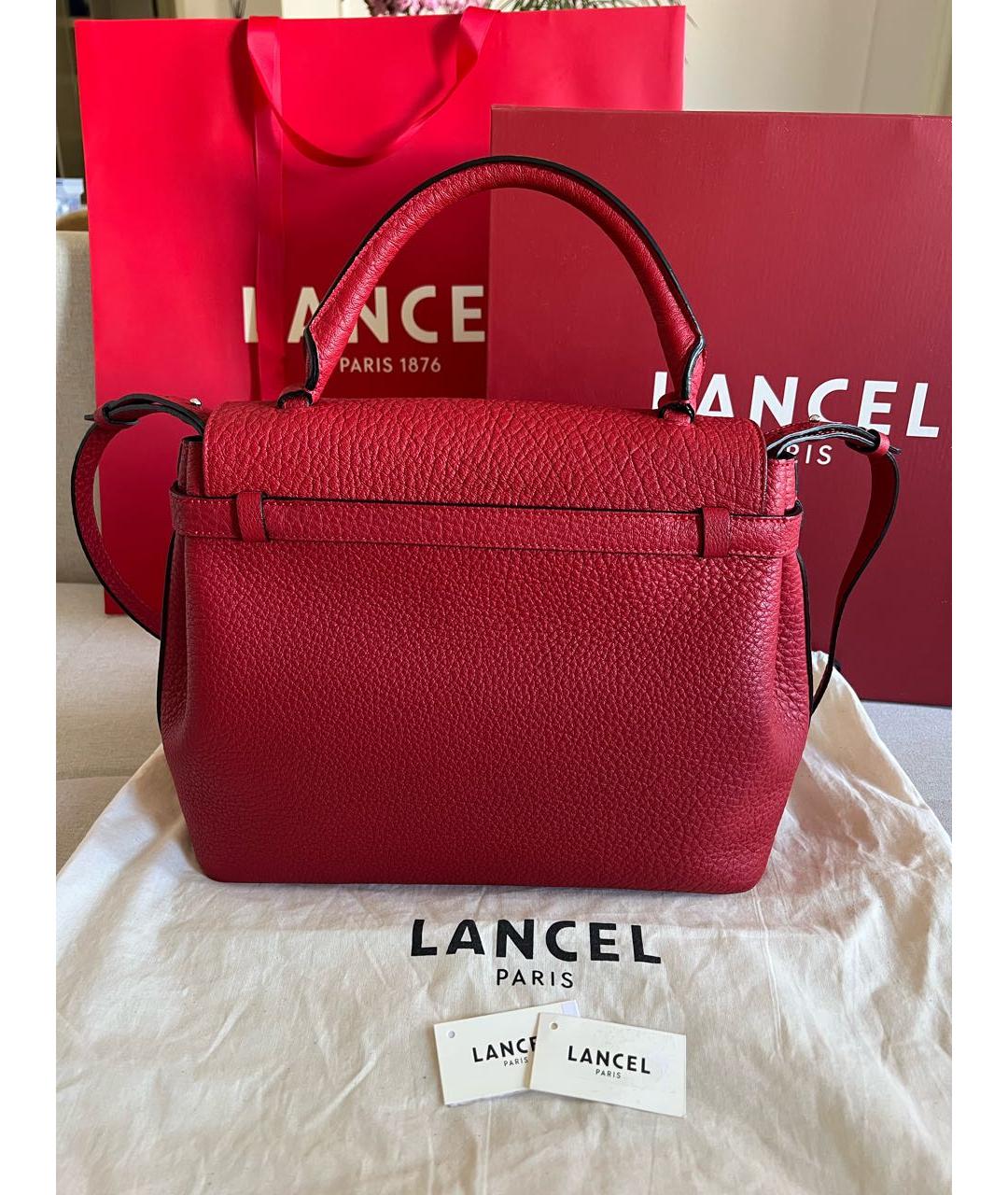 LANCEL Красная кожаная сумка через плечо, фото 4