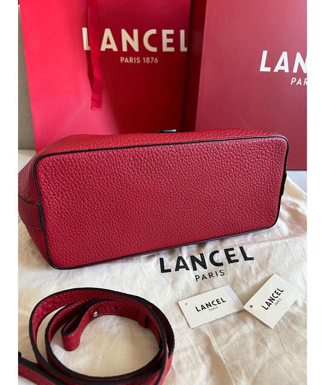 LANCEL Красная кожаная сумка через плечо, фото 6