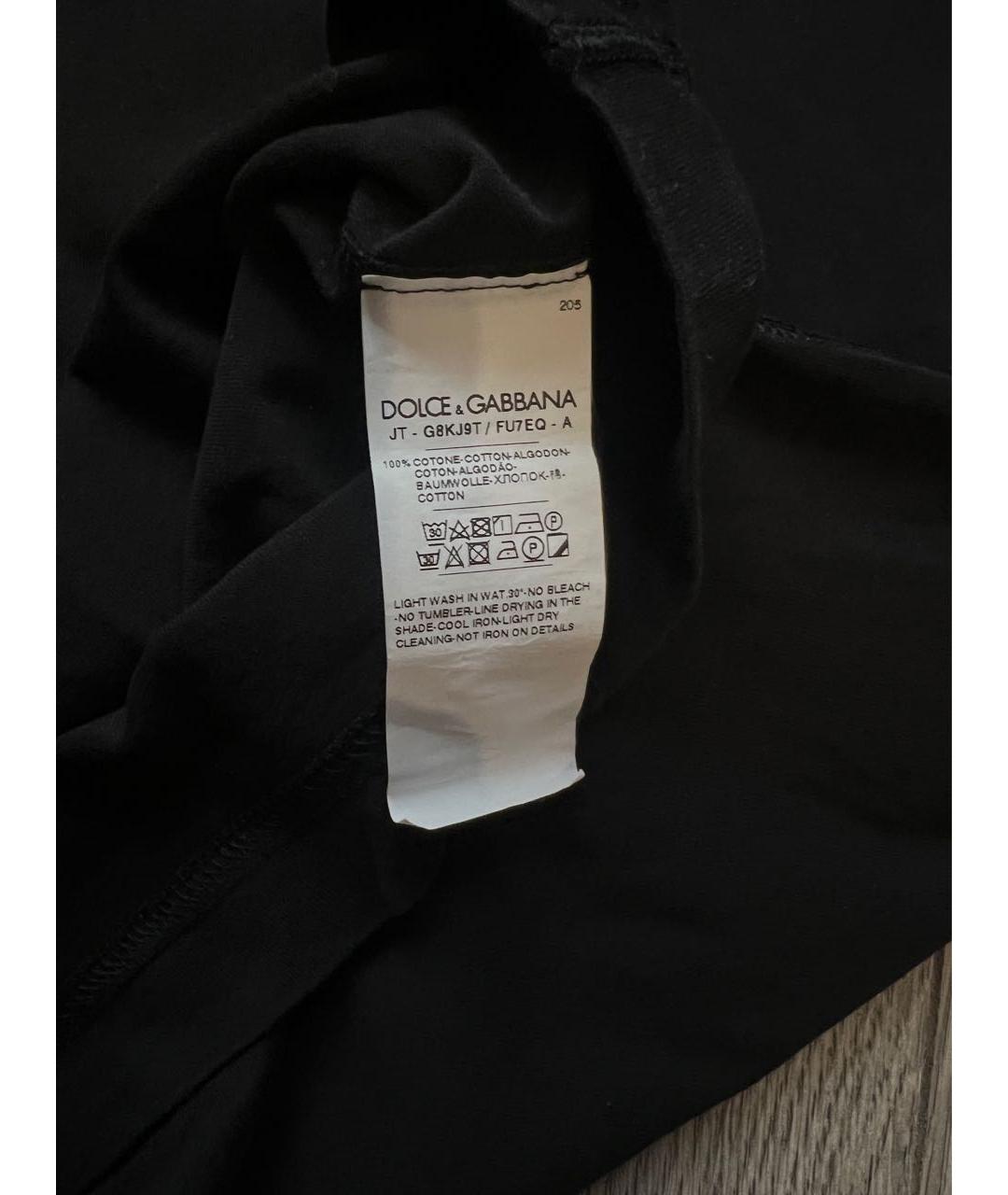 DOLCE&GABBANA Черная хлопковая футболка, фото 5