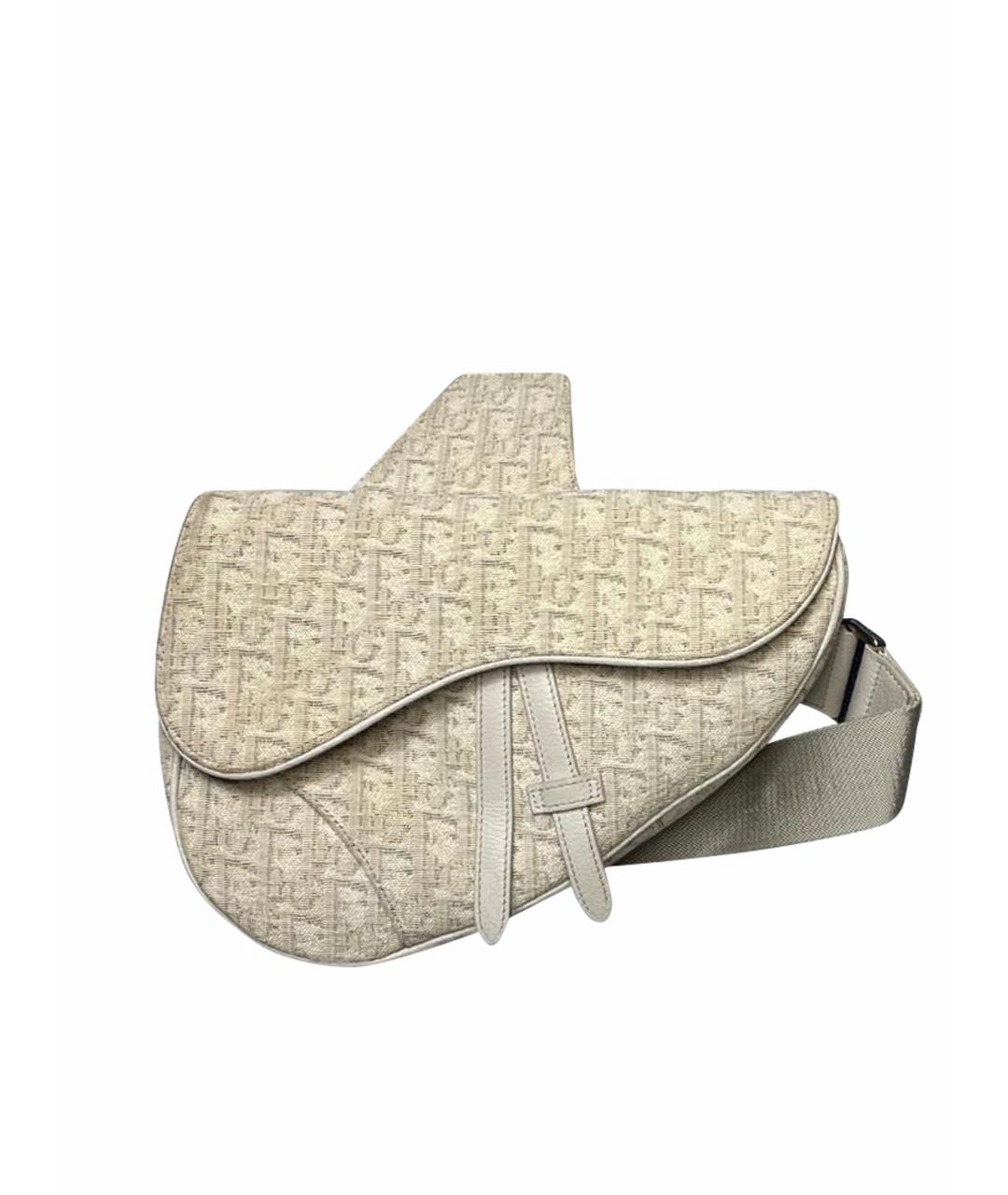 CHRISTIAN DIOR Бежевая жаккардовая сумка на плечо, фото 1