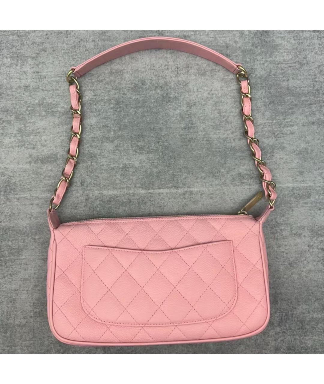 CHANEL Розовая кожаная сумка с короткими ручками, фото 2