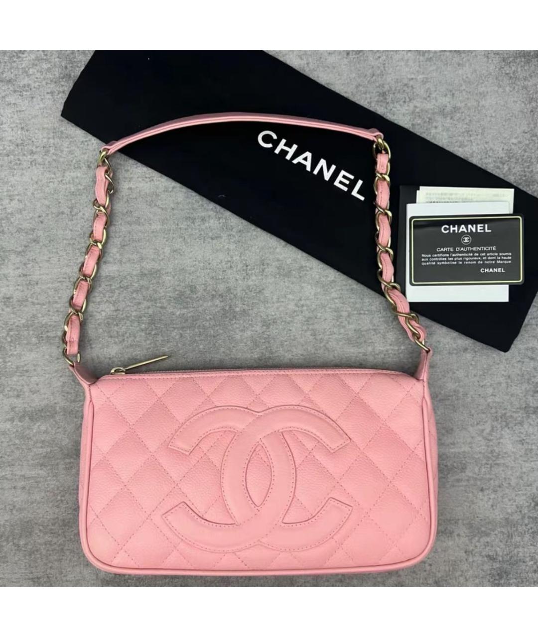 CHANEL Розовая кожаная сумка с короткими ручками, фото 9