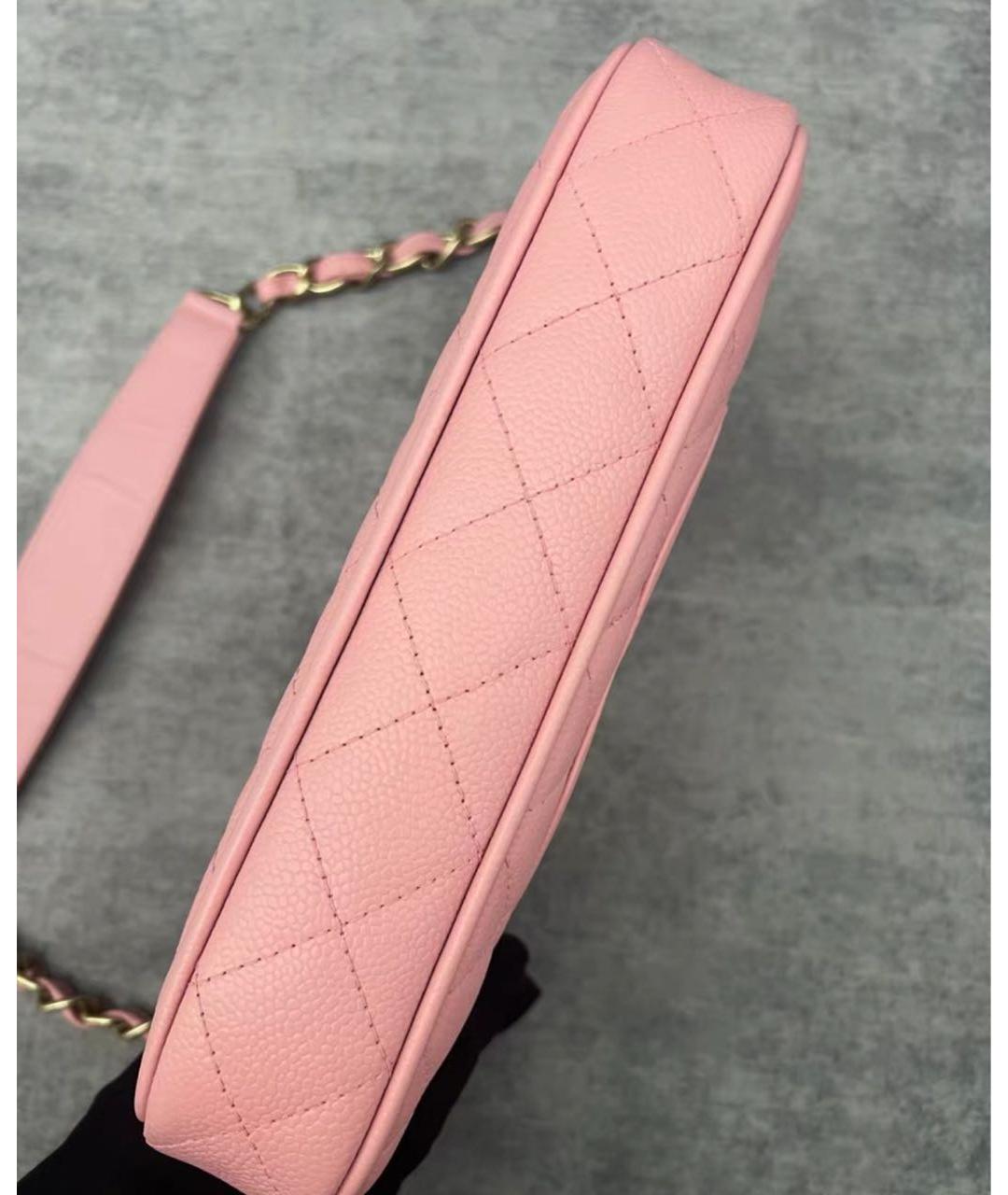 CHANEL Розовая кожаная сумка с короткими ручками, фото 5
