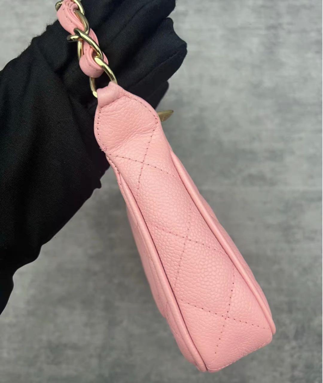 CHANEL Розовая кожаная сумка с короткими ручками, фото 4