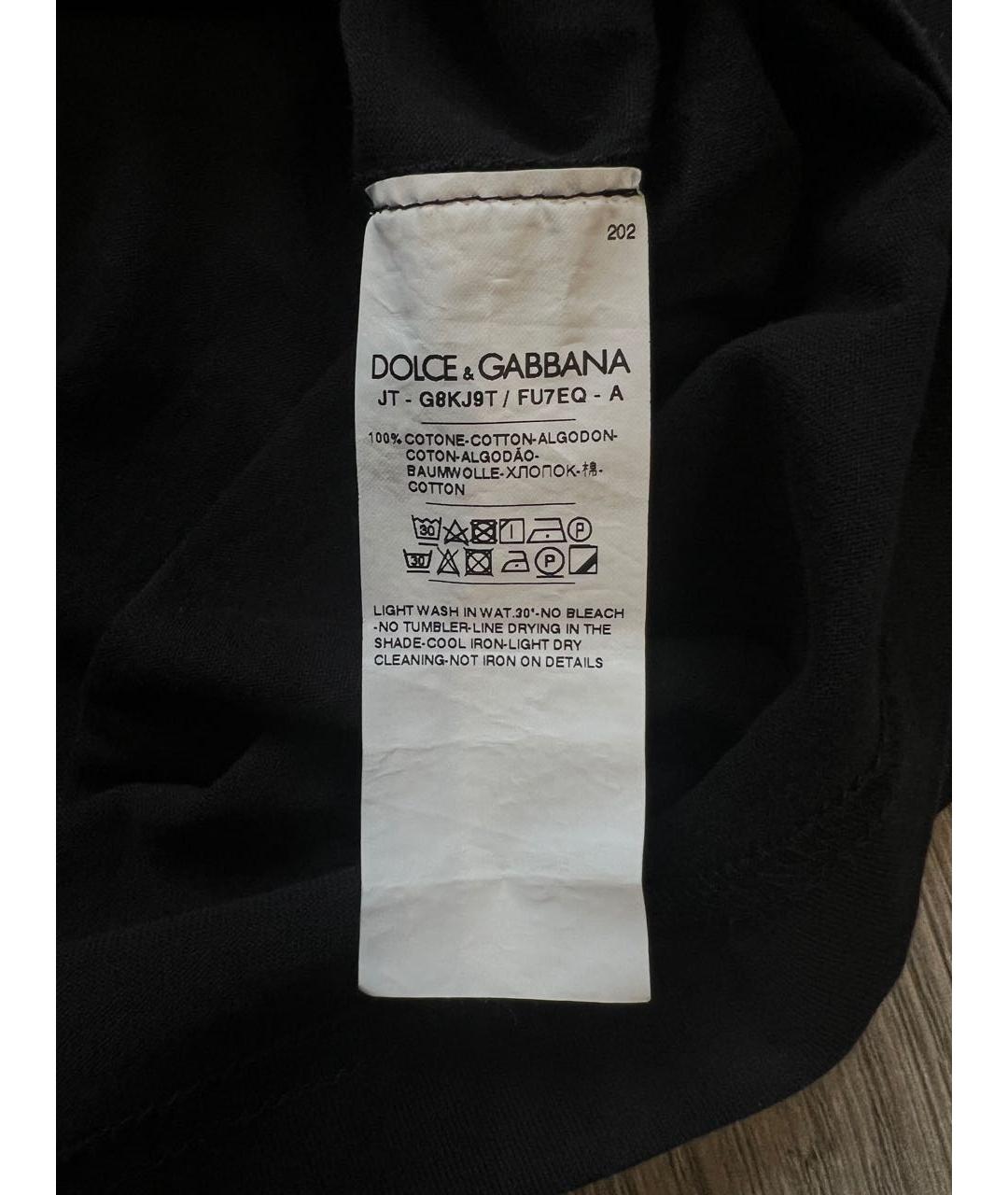 DOLCE&GABBANA Черная хлопковая футболка, фото 5
