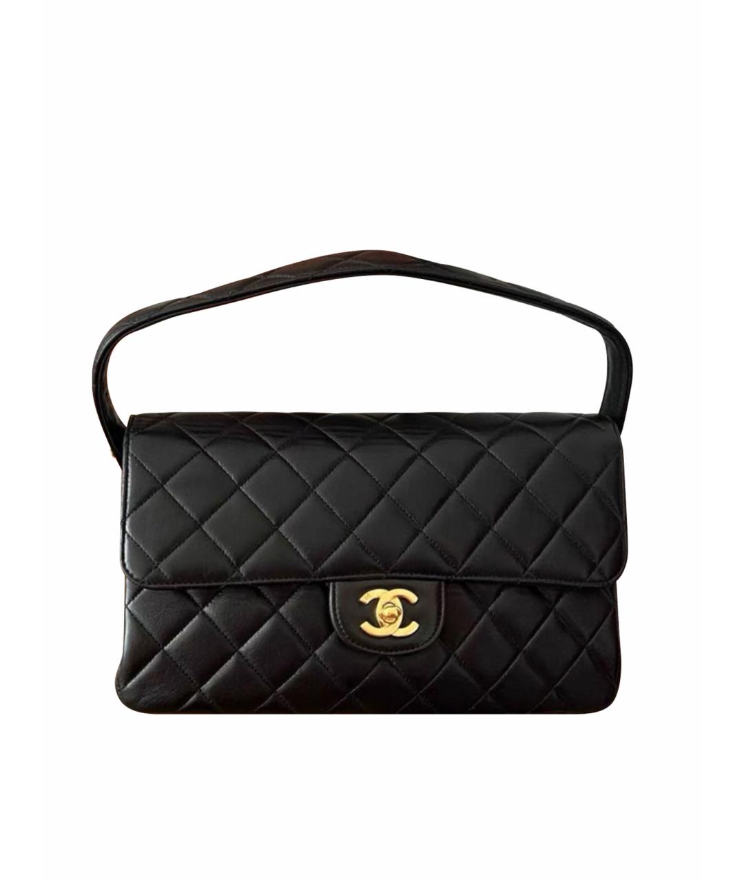 CHANEL Черная кожаная сумка с короткими ручками, фото 1