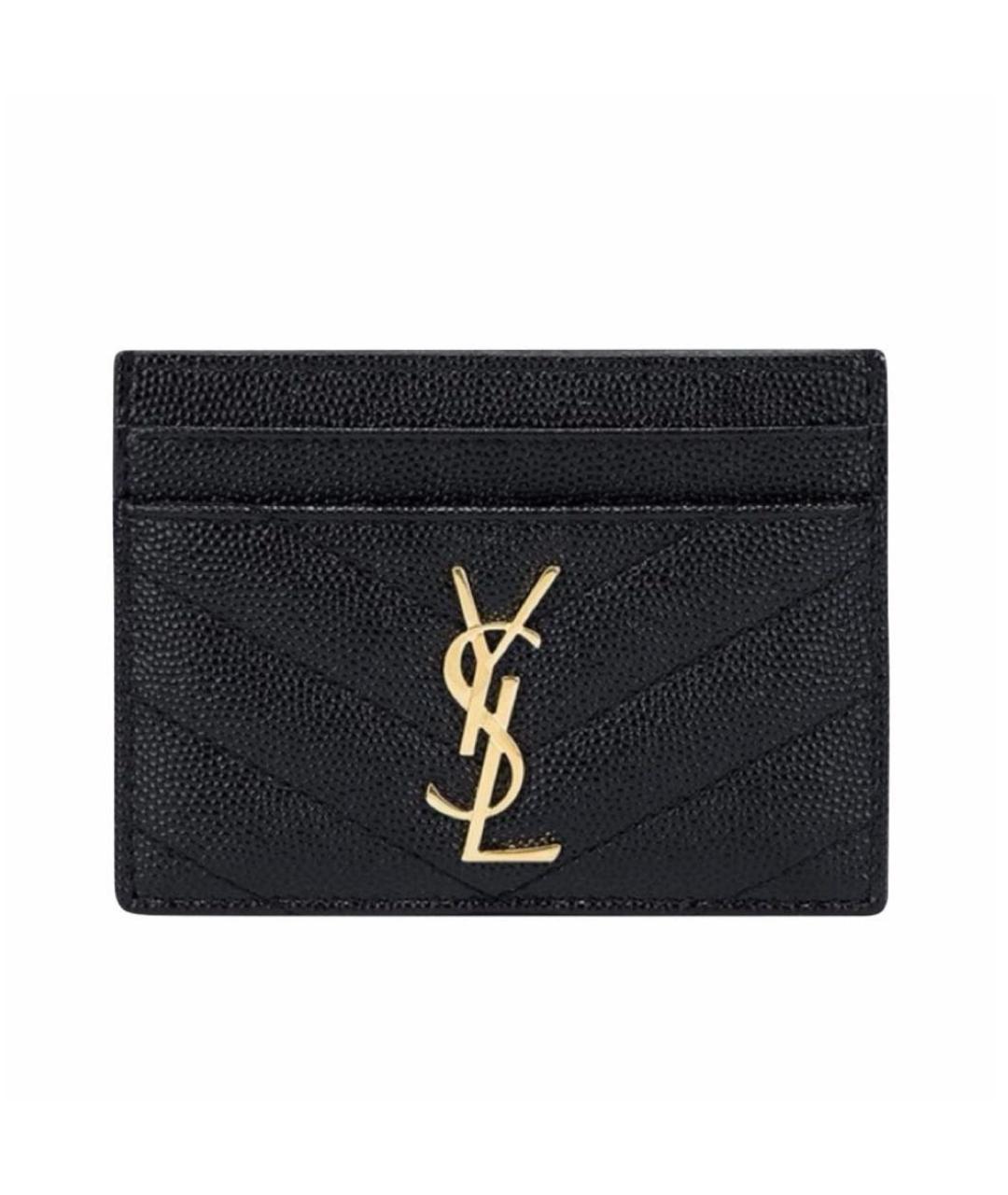 SAINT LAURENT Черный кожаный кардхолдер, фото 1