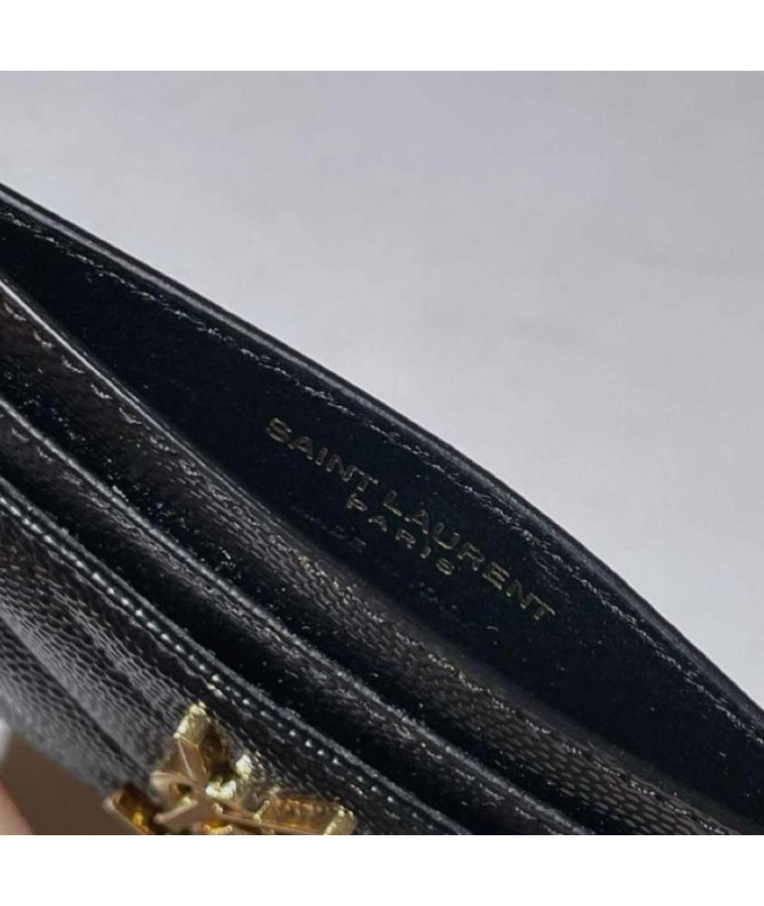 SAINT LAURENT Черный кожаный кардхолдер, фото 4