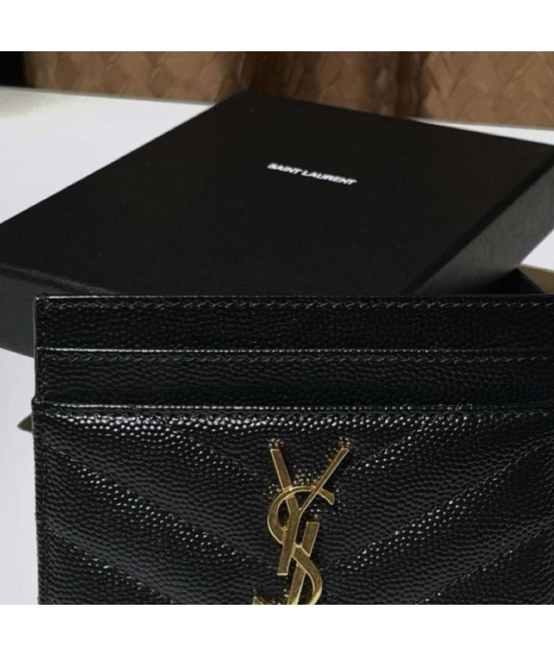 SAINT LAURENT Черный кожаный кардхолдер, фото 2